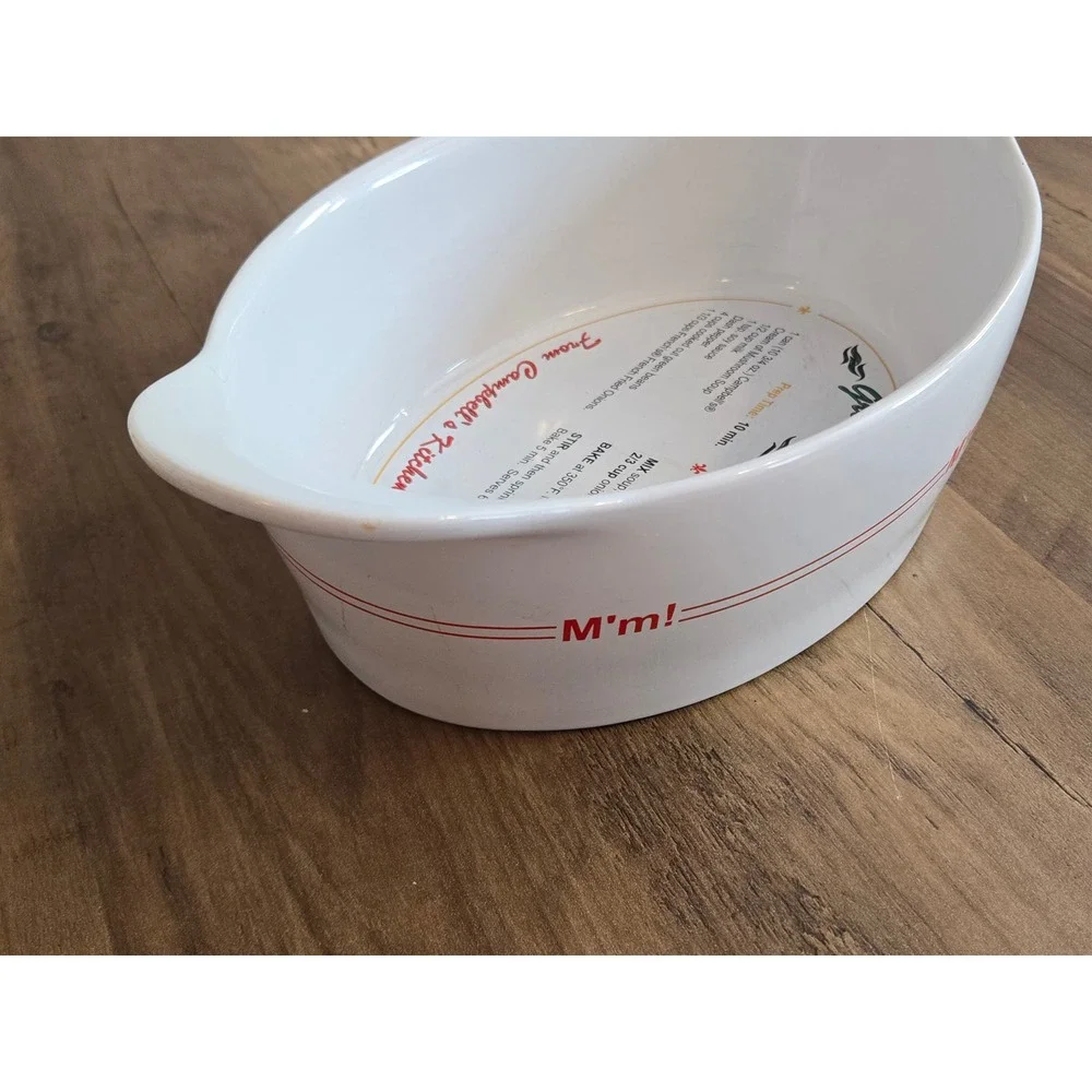 2005 Campbells Green Bean Casserole Ceramic Baking Dish w/Recipe Handles